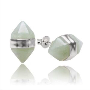 Aventurine double point earrings (silver)